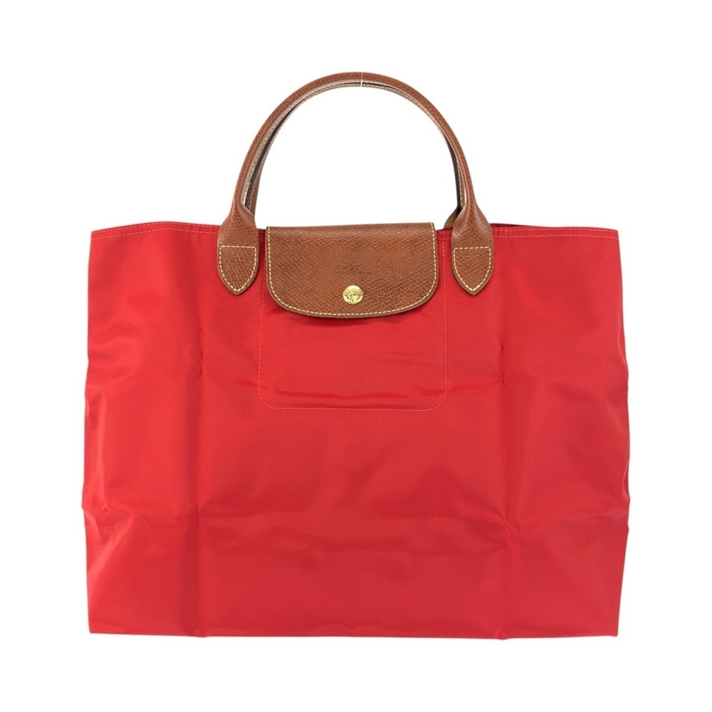 Longchamp Le Pliage handbag/tote bag for women, red/brown with gold hardware,...